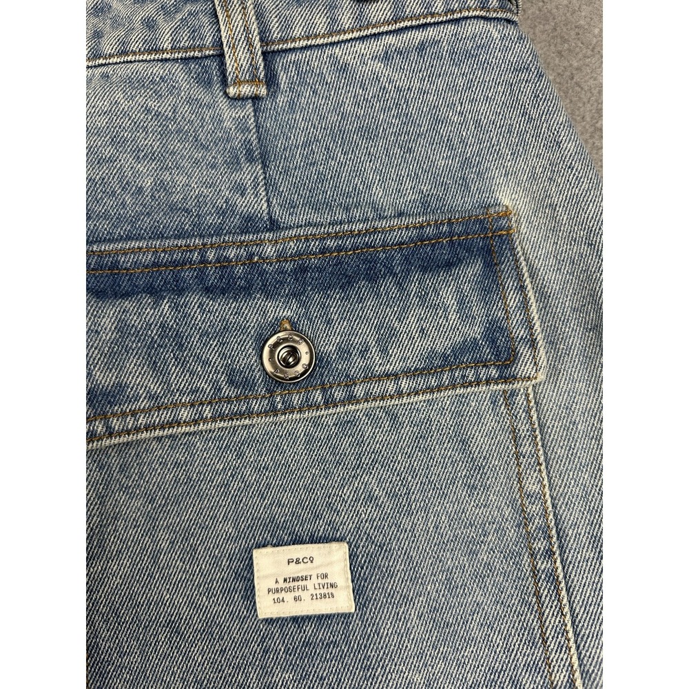 P&Co 304 Jeans Womens 18 36L Light Wash Blue Relaxed Cropped Denim Cargo NWT - Picture 11 of 12